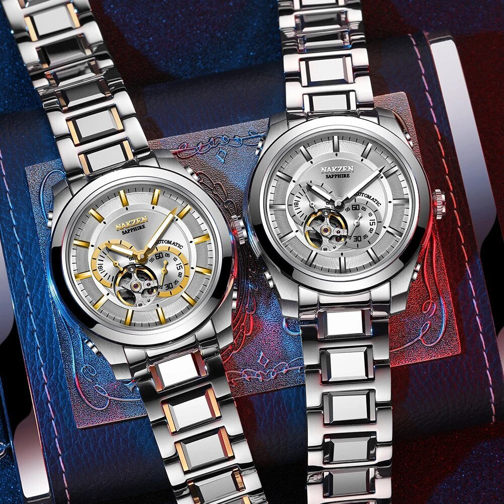 NAKZEN Men Automatic Watch Miyota 82S7 Sapphire Luxury Mechanical Wristwatch Stainless Steel Waterproof Watch Clock relogio 6023-1