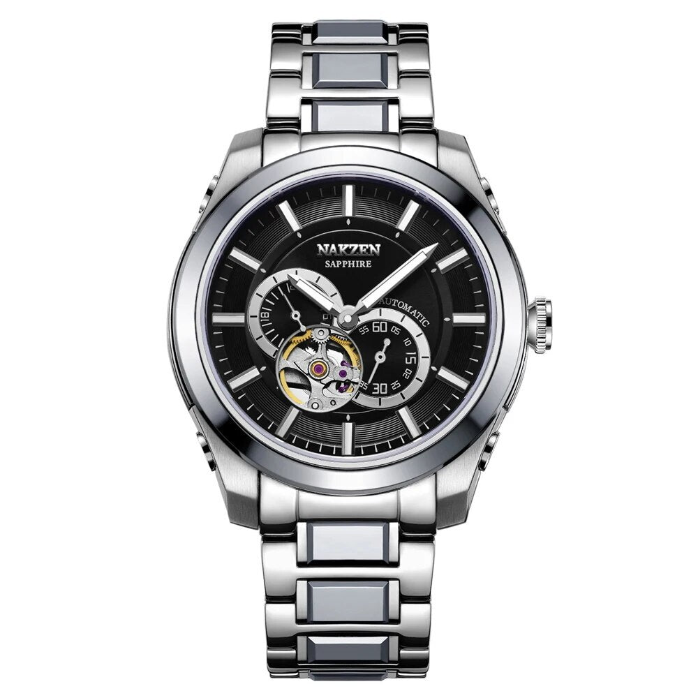 NAKZEN Men Automatic Watch Miyota 82S7 Sapphire Luxury Mechanical Wristwatch Stainless Steel Waterproof Watch Clock relogio 6023-4