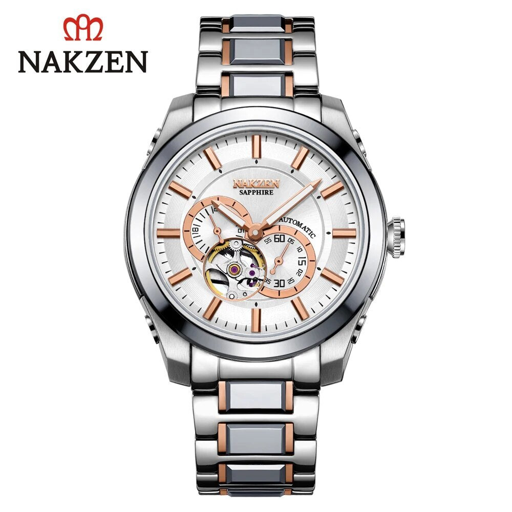 NAKZEN Men Automatic Watch Miyota 82S7 Sapphire Luxury Mechanical Wristwatch Stainless Steel Waterproof Watch Clock relogio 6023-6