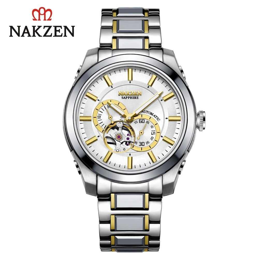 NAKZEN Men Automatic Watch Miyota 82S7 Sapphire Luxury Mechanical Wristwatch Stainless Steel Waterproof Watch Clock relogio 6023-8