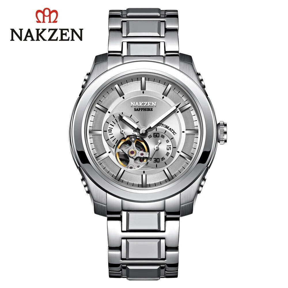 NAKZEN Men Automatic Watch Miyota 82S7 Sapphire Luxury Mechanical Wristwatch Stainless Steel Waterproof Watch Clock relogio 6023-7