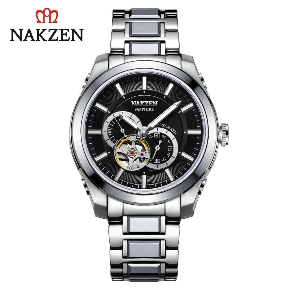 NAKZEN Men Automatic Watch Miyota 82S7 Sapphire Luxury Mechanical Wristwatch Stainless Steel Waterproof Watch Clock relogio 6023-9