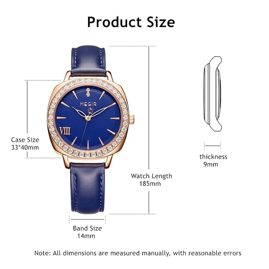 MEGIR Fashion Women Watch Luxury Diamond Leather Ladies Bracelet Watch Female Quartz Wristwatches Dress Clock Relogio Feminino 7029