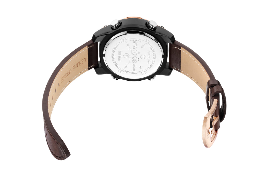 MEGIR Waterproof Men's Watch Roller Business Casual Wristwatch Leather Fashion 2142
