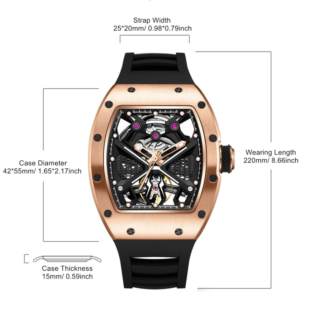 MEGIR Hollow Out Dial Men Mechanical Watch Fashion Stainless Steel Automatic Wristwatch Waterproof Watch Clock Montre Homme 9190-5-7