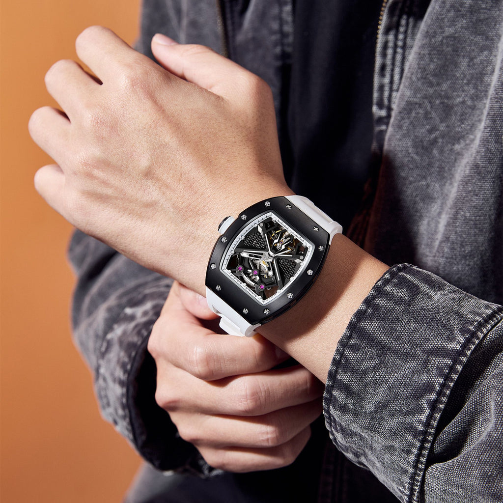 MEGIR Hollow Out Dial Men Mechanical Watch Fashion Stainless Steel Automatic Wristwatch Waterproof Watch Clock Montre Homme 9190-5-2