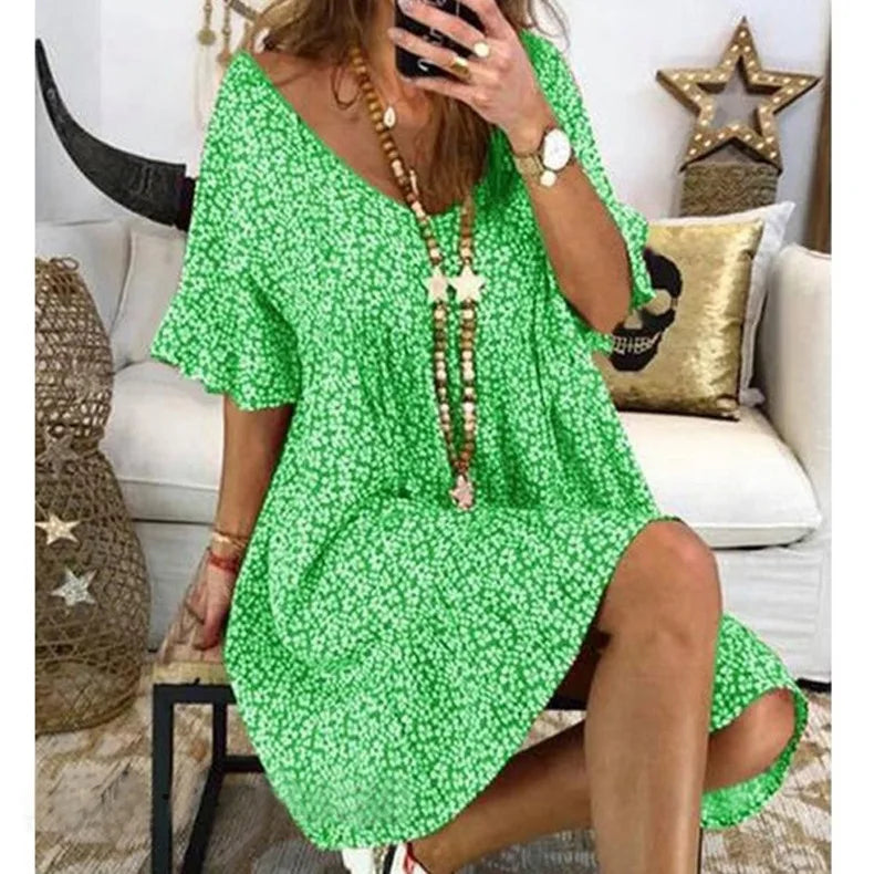 Bohemian Style High Waist Pleated Short Skirt Dress Elegant Casual