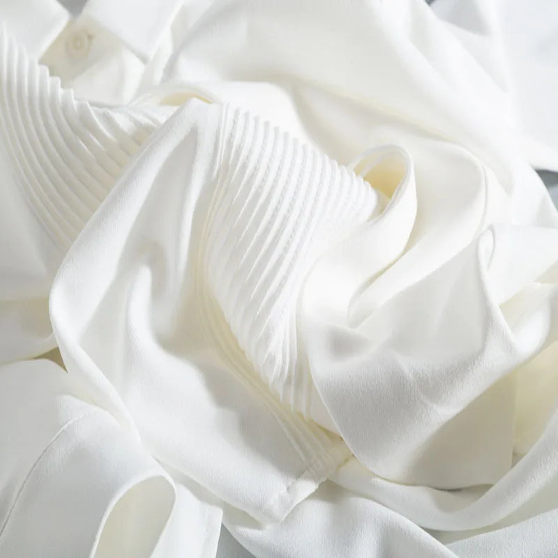 Versatile Chiffon White Long Sleeved Women's Shirts