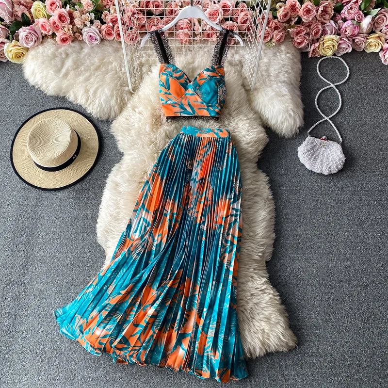 Elegant  Camisole Tank Top & Skirt