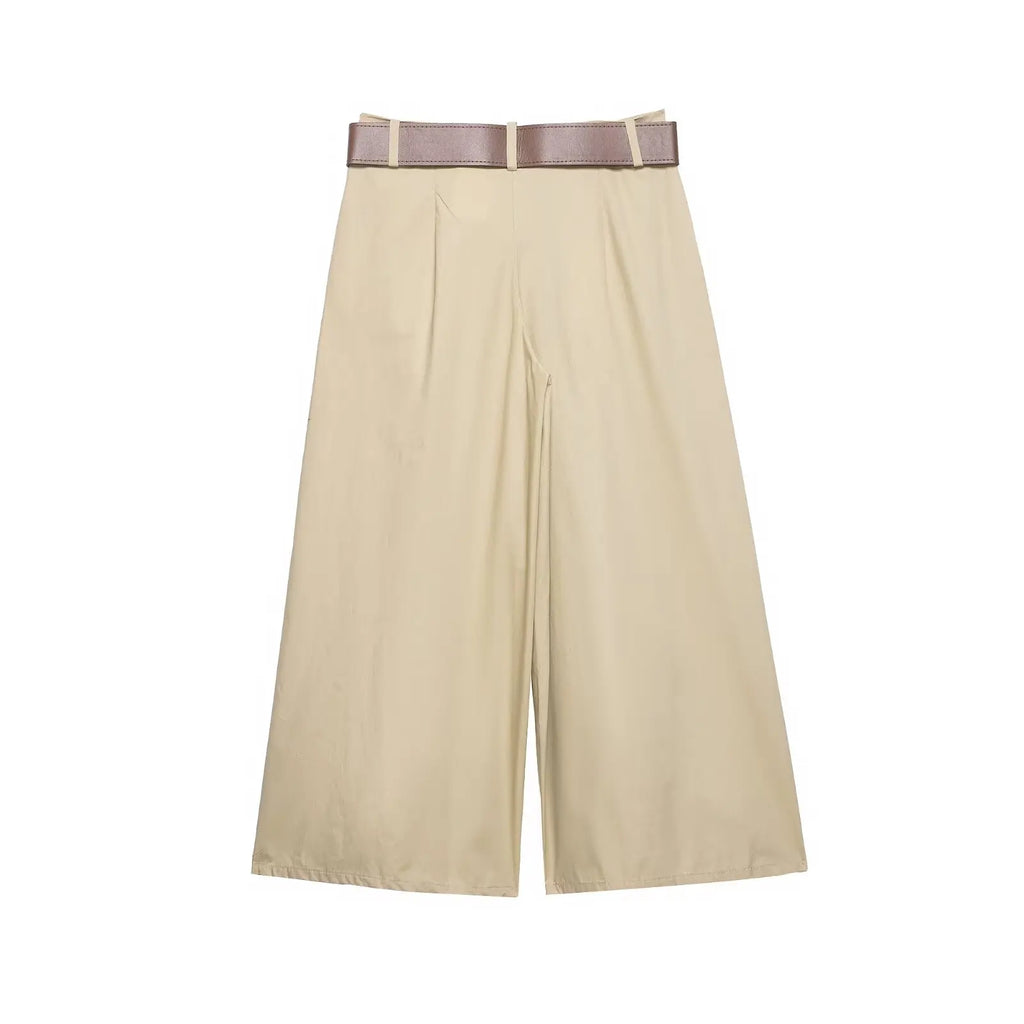 Women's  Spring Wide-Leg Shorts with Belt