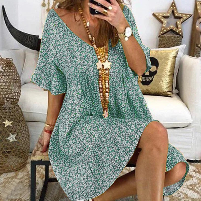 Bohemian Style High Waist Pleated Short Skirt Dress Elegant Casual