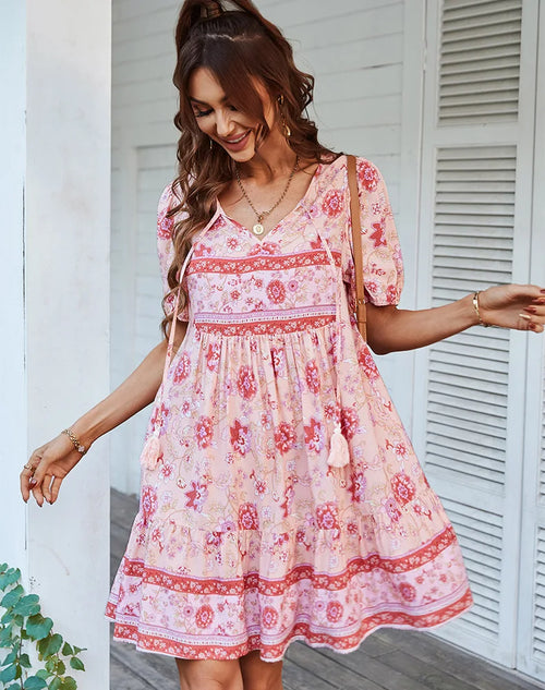 Bohemian Casual Mini Holiday Dress