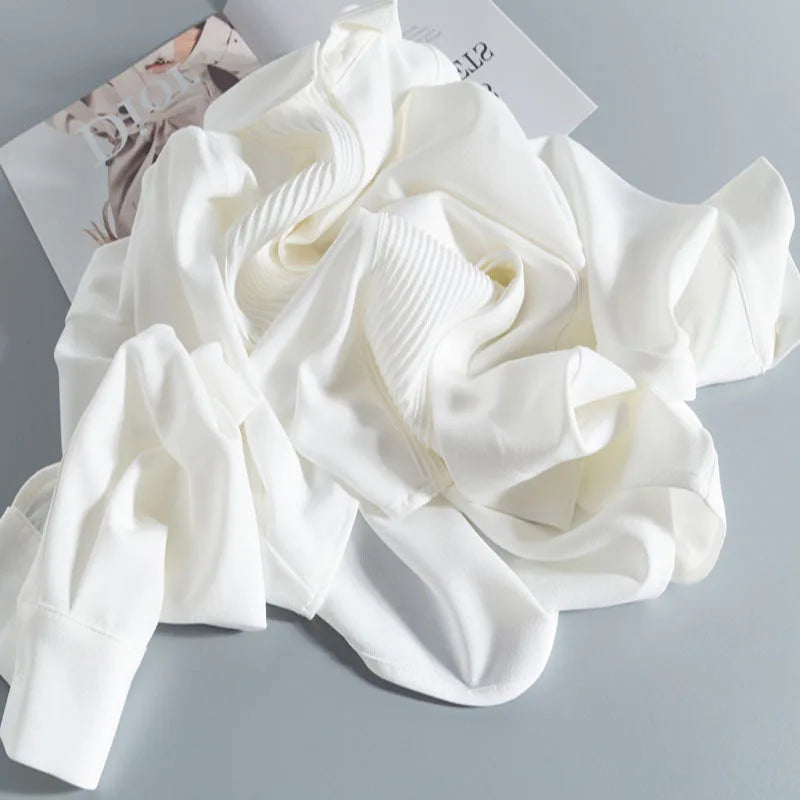 Versatile Chiffon White Long Sleeved Women's Shirts