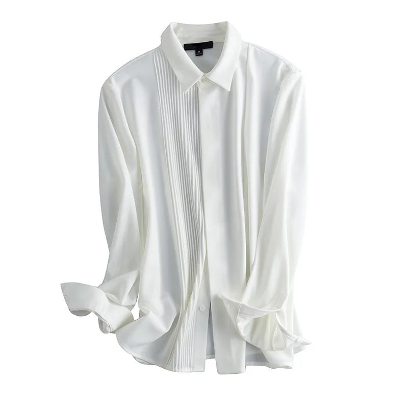 Versatile Chiffon White Long Sleeved Women's Shirts