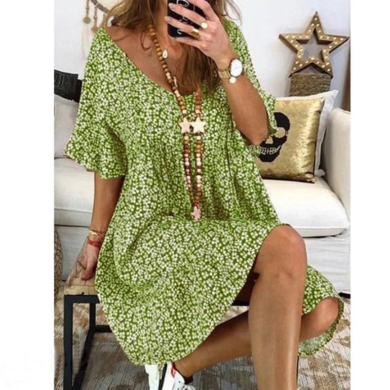 Bohemian Style High Waist Pleated Short Skirt Dress Elegant Casual