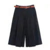 Women's Pleated Belt Simple Casual Shorts