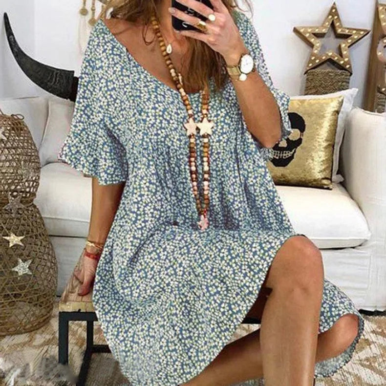 Bohemian Style High Waist Pleated Short Skirt Dress Elegant Casual