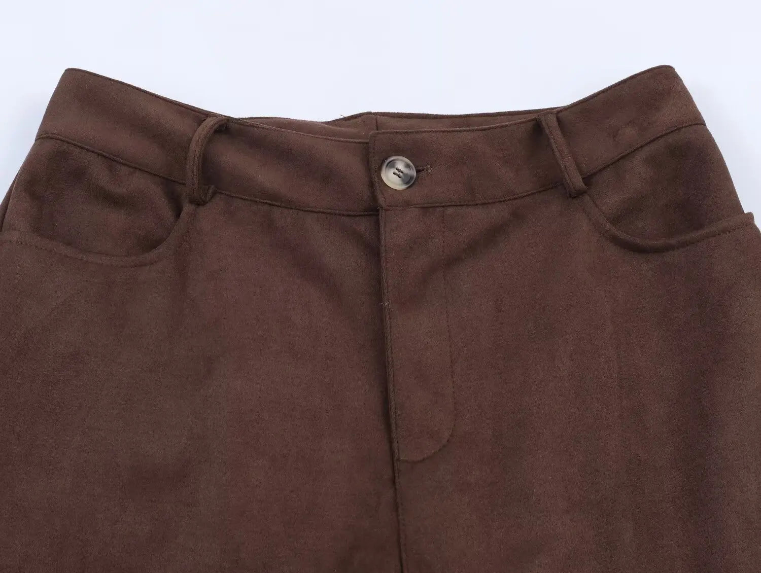 Versatile Suede Effect Hollow Hem Wide-leg Pants