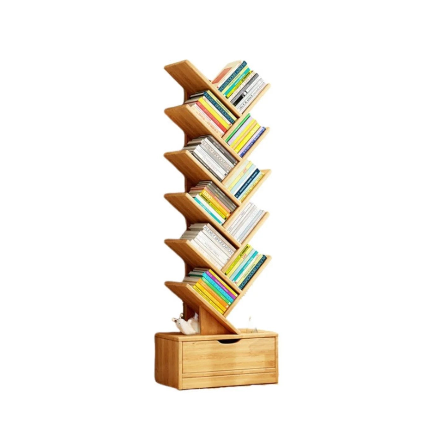 Simple Tree Shape Small Bookshelf Wall-Mounted Living Room Floor Standing Storage Rack Creative Home Organization Cabinet