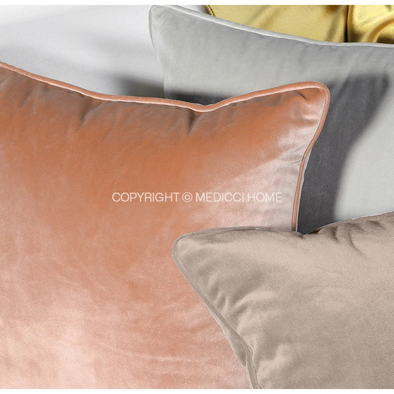 Medicci Home Luxurious Italy Velvet Pillowslip Throw Pillow Covers High Grade Solid Color Cushion Case For Living Room Sofa Bed