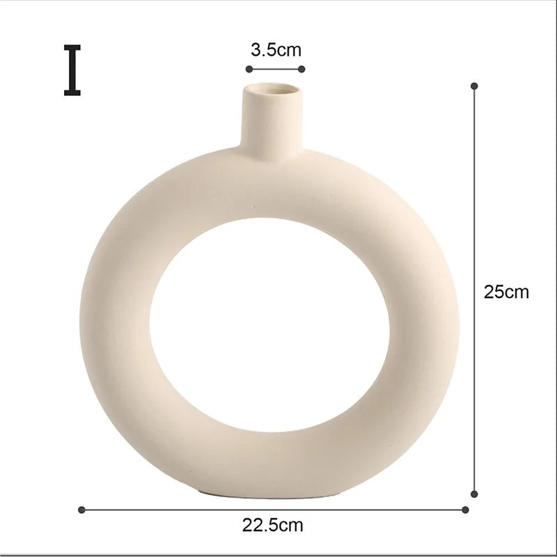 Nordic Polygon Circular Ceramic Vase