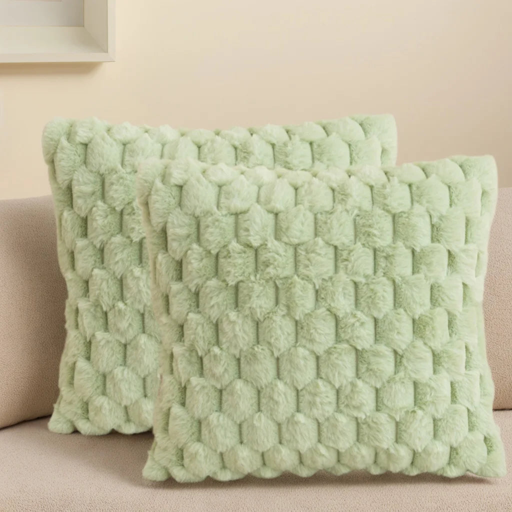 Pack of 2 artificial fur plush luxurious decorative throw pillow cover, for sofa, living room, and car interior（no pillowcore） ﻿