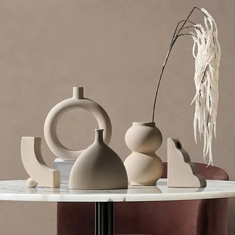 Nordic Polygon Circular Ceramic Vase