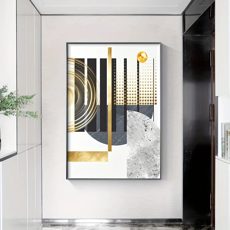 3pcs/set Golden Abstract Geometric Canvas Prints Minimalist Vibrant Marble Wall Art Posters for Modern Living Room Home Decor