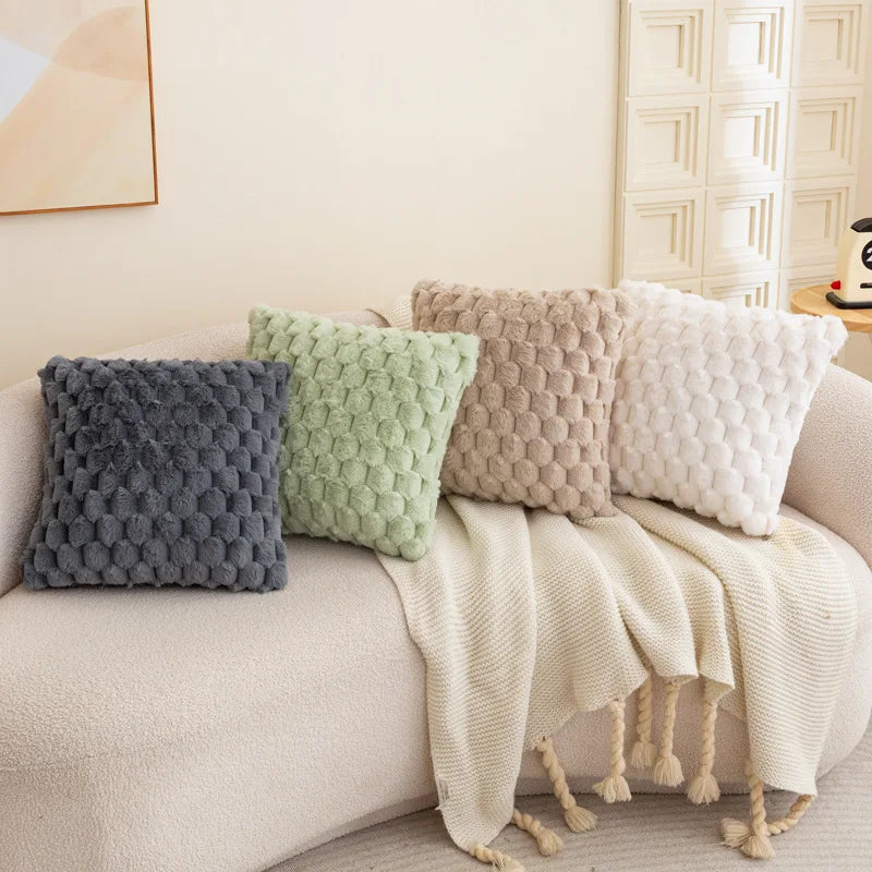 Pack of 2 artificial fur plush luxurious decorative throw pillow cover, for sofa, living room, and car interior（no pillowcore） ﻿