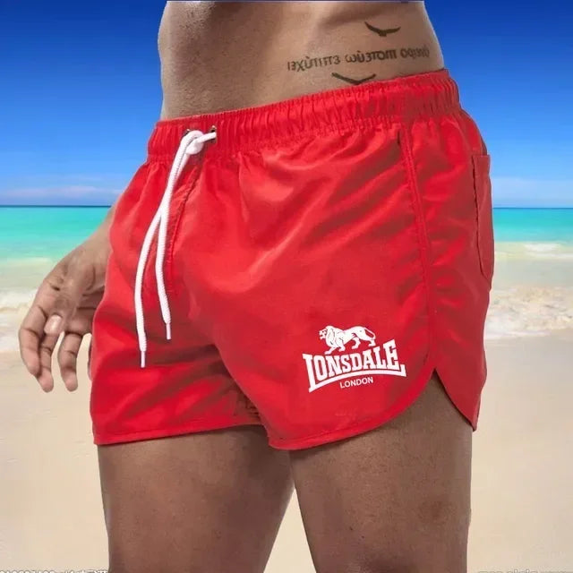 Men's Beach Shorts Lonsdale-Print Sport Running Pants Shorts Swimwear Movement Quick Dry Surf Shorts Swimwear