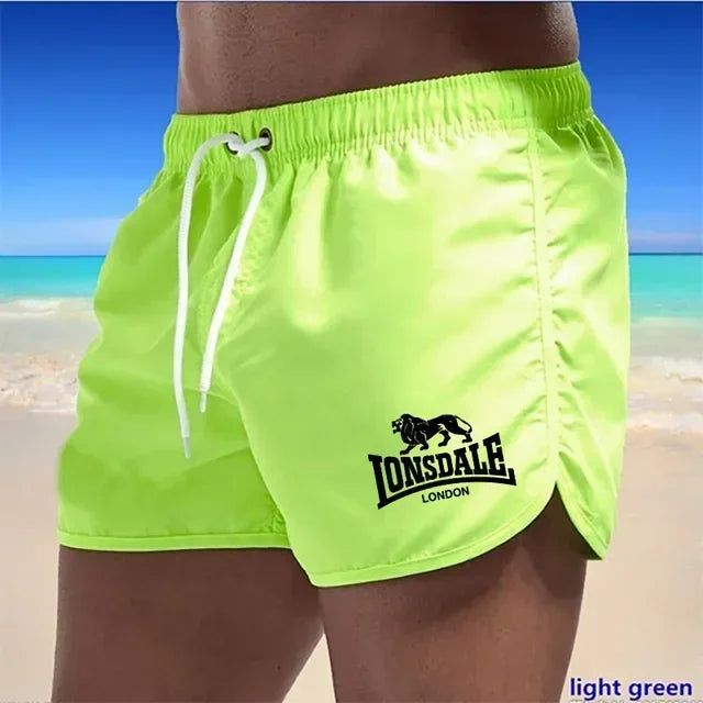 Men's Beach Shorts Lonsdale-Print Sport Running Pants Shorts Swimwear Movement Quick Dry Surf Shorts Swimwear
