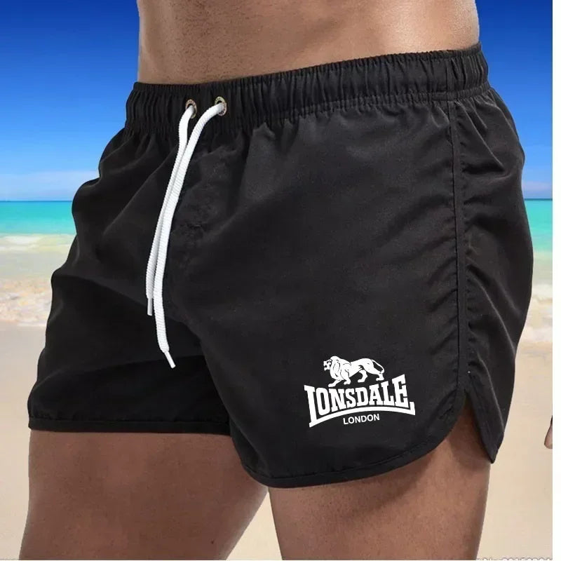 Men's Beach Shorts Lonsdale-Print Sport Running Pants Shorts Swimwear Movement Quick Dry Surf Shorts Swimwear