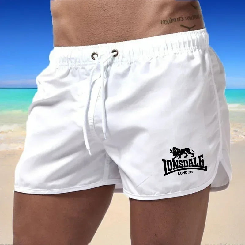 Men's Beach Shorts Lonsdale-Print Sport Running Pants Shorts Swimwear Movement Quick Dry Surf Shorts Swimwear