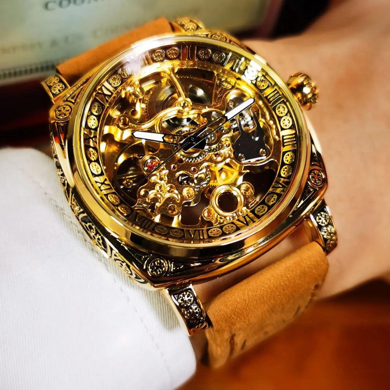 Forsining Royal Retro Skeleton Automatic Mechanical Watch for Men