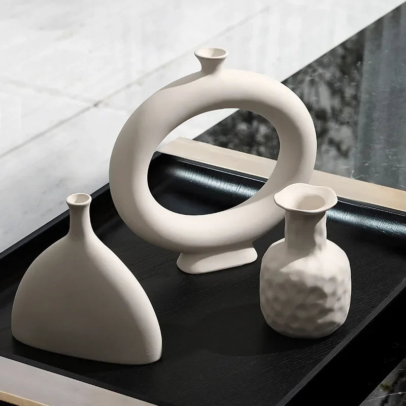 Nordic Polygon Circular Ceramic Vase