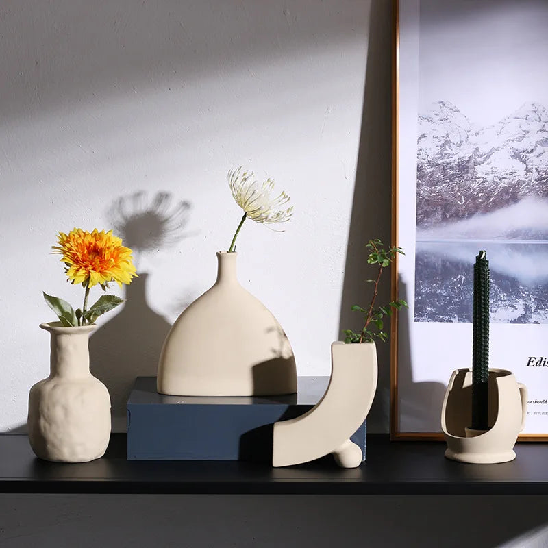 Nordic Polygon Circular Ceramic Vase