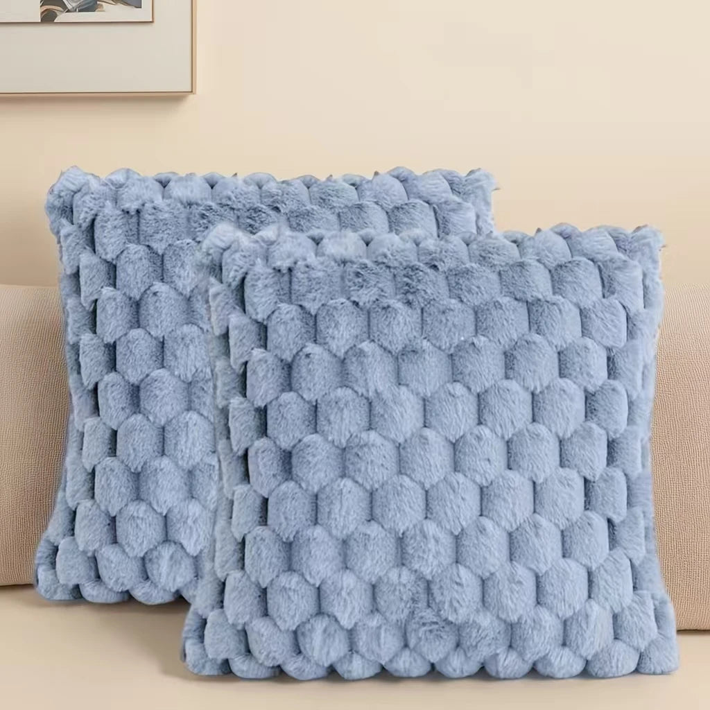 Pack of 2 artificial fur plush luxurious decorative throw pillow cover, for sofa, living room, and car interior（no pillowcore） ﻿