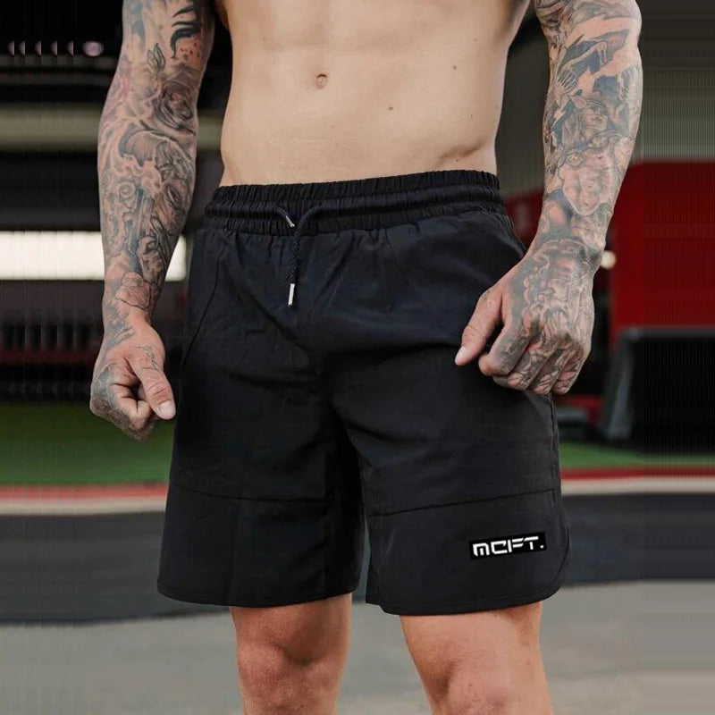 Men's Summer Quick-drying Breathable Loose Running Shorts Stretch Breathable Cool Beach Elastic Waist Gym Fitness Shorts
