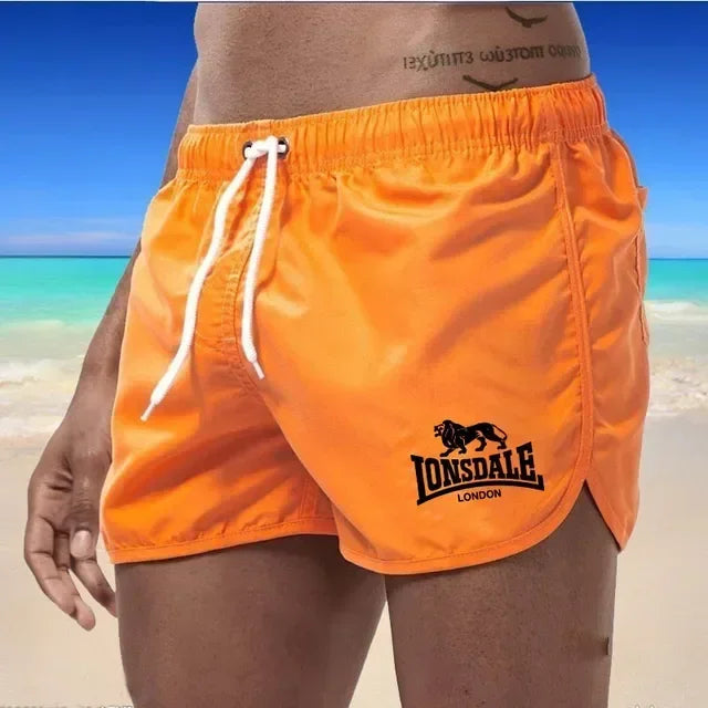 Men's Beach Shorts Lonsdale-Print Sport Running Pants Shorts Swimwear Movement Quick Dry Surf Shorts Swimwear