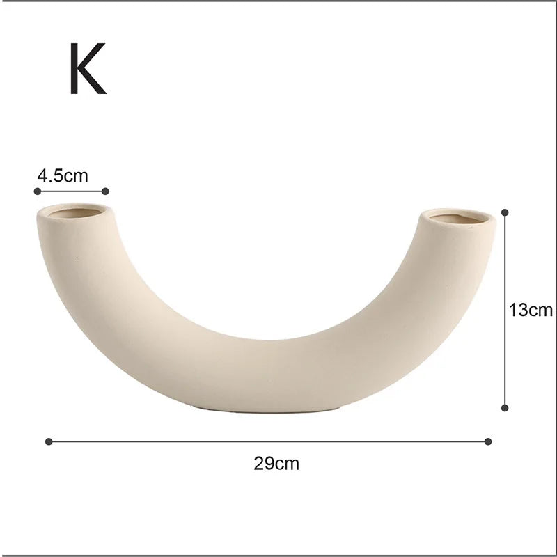 Nordic Polygon Circular Ceramic Vase