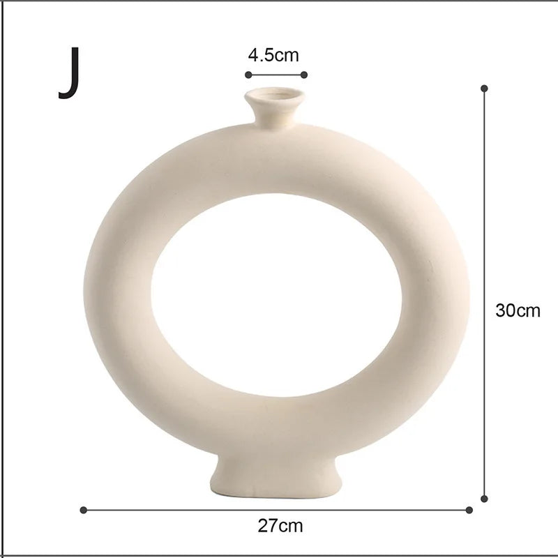 Nordic Polygon Circular Ceramic Vase