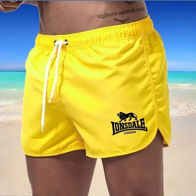 Men's Beach Shorts Lonsdale-Print Sport Running Pants Shorts Swimwear Movement Quick Dry Surf Shorts Swimwear