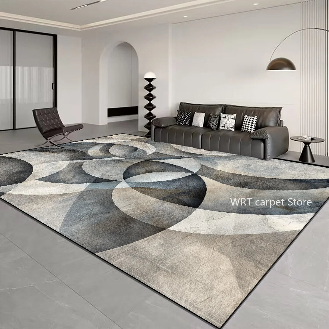 Nordic Light Luxury Stripes Carpet for Living Room Decor Soft Easy Cleaning Rugs for Bedroom Large Area Orange Brown Floor Mat