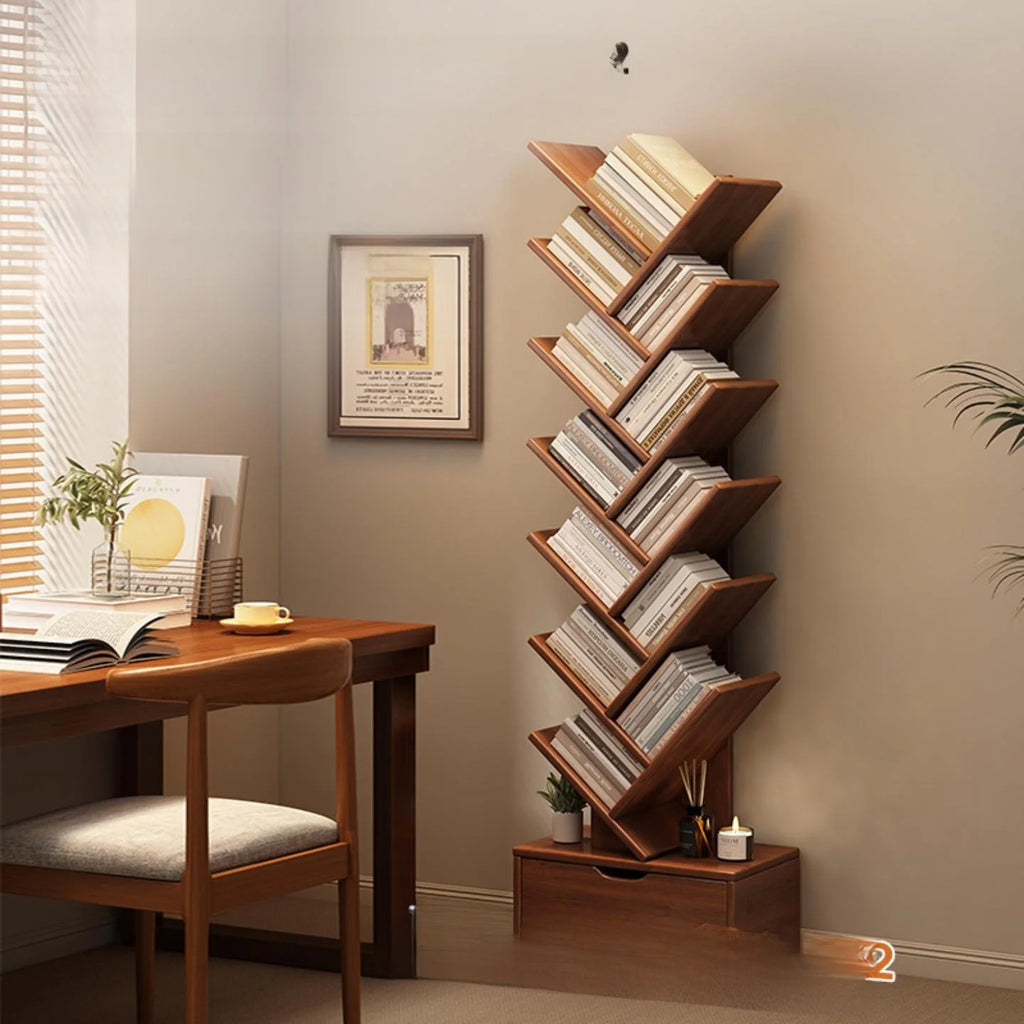 Simple Tree Shape Small Bookshelf Wall-Mounted Living Room Floor Standing Storage Rack Creative Home Organization Cabinet