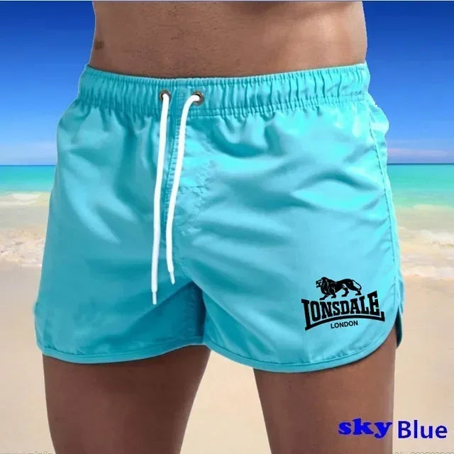 Men's Beach Shorts Lonsdale-Print Sport Running Pants Shorts Swimwear Movement Quick Dry Surf Shorts Swimwear