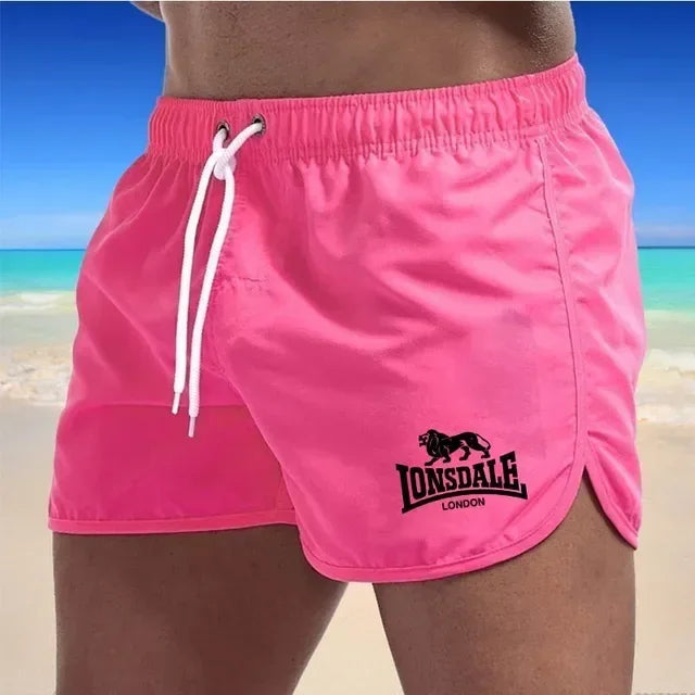 Men's Beach Shorts Lonsdale-Print Sport Running Pants Shorts Swimwear Movement Quick Dry Surf Shorts Swimwear