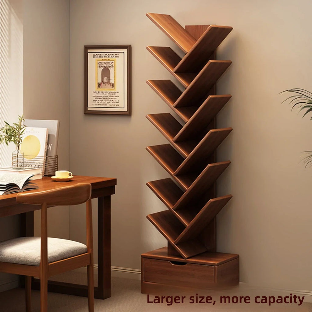 Simple Tree Shape Small Bookshelf Wall-Mounted Living Room Floor Standing Storage Rack Creative Home Organization Cabinet