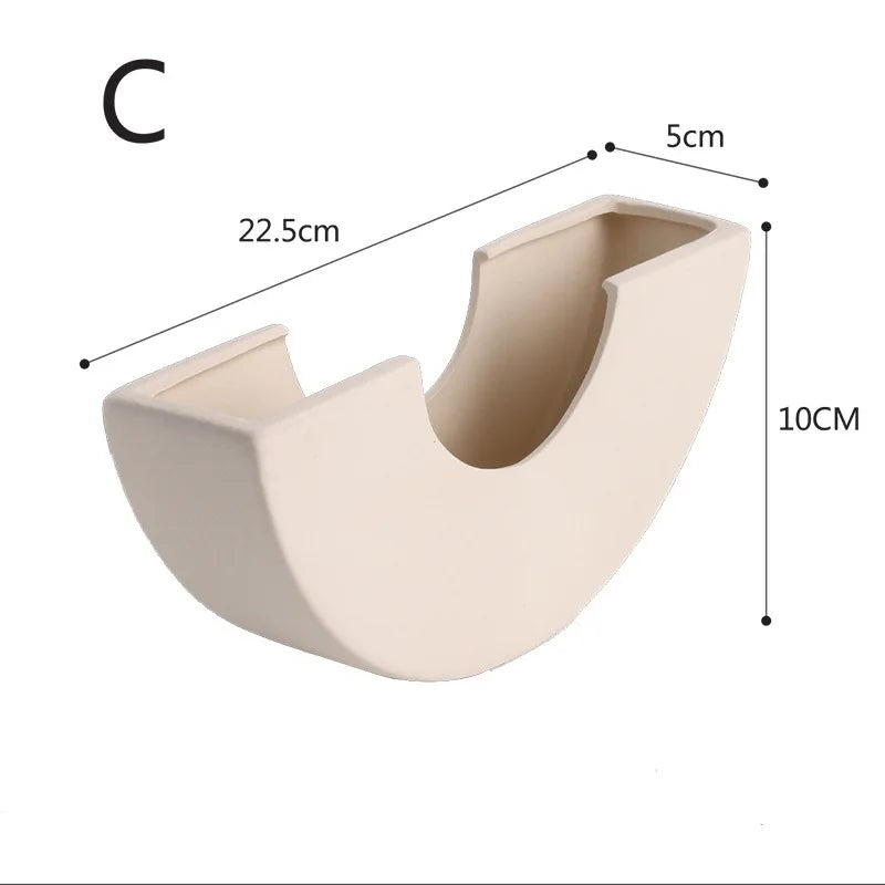 Nordic Polygon Circular Ceramic Vase
